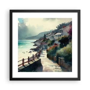 Poster in black frame - Mediterranean Town - 40x40 cm