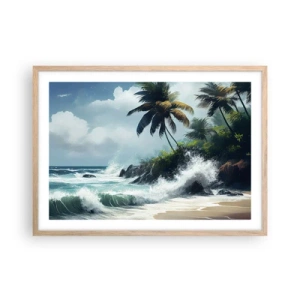 Poster in light oak frame - On a Tropical Shore - 70x50 cm
