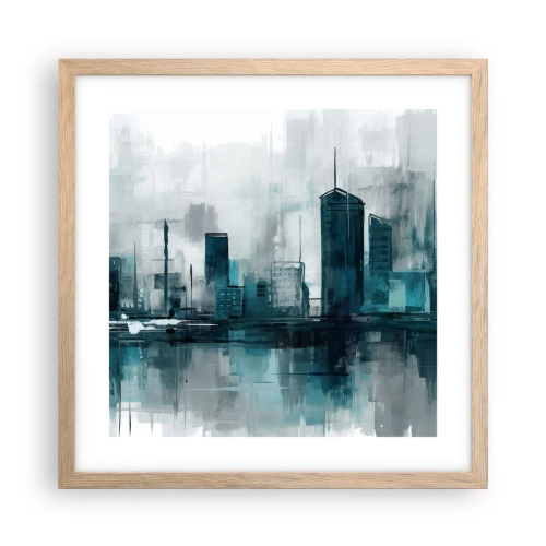 Poster in light oak frame - City in the Colour of Rain - 40x40 cm
