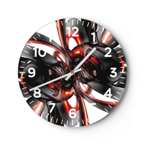 Wall clock - Clock on glass - Movement in Graphite and Red - 40x40 cm