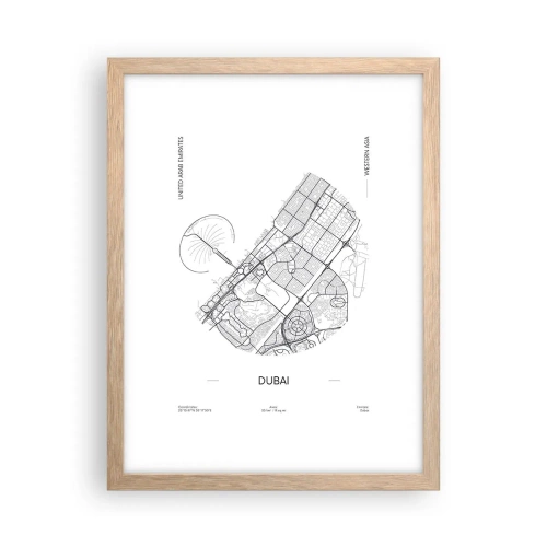 Poster in light oak frame - Anatomy of Dubai - 30x40 cm