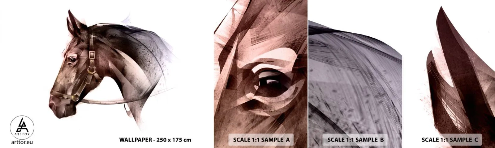 Photo Wallpaper Sample Self-Adhesive Deluxe Sticker - What a Charm - Animals, Horse Head, Horse - 100x30 cm