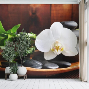 Photo Wallpaper Premium Sand - Let Nature Touch You - Flowers, Orchid, Orchid - 200x140 cm
