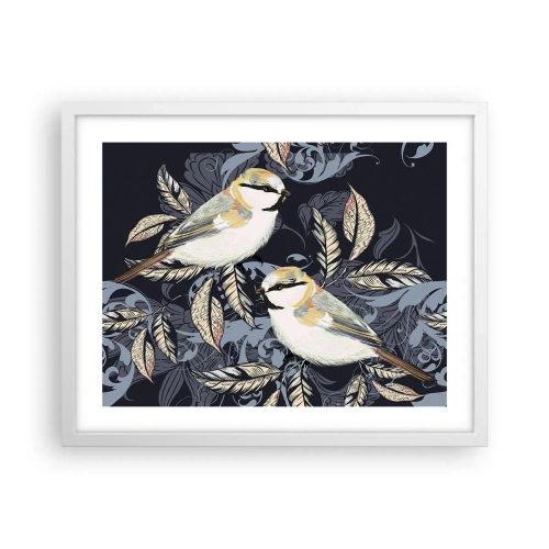Poster in white frmae - Blue and Yellow Chirp - 50x40 cm