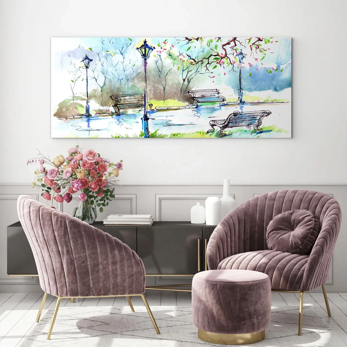 Glass picture - Charm of Park Silence - 120x50 cm