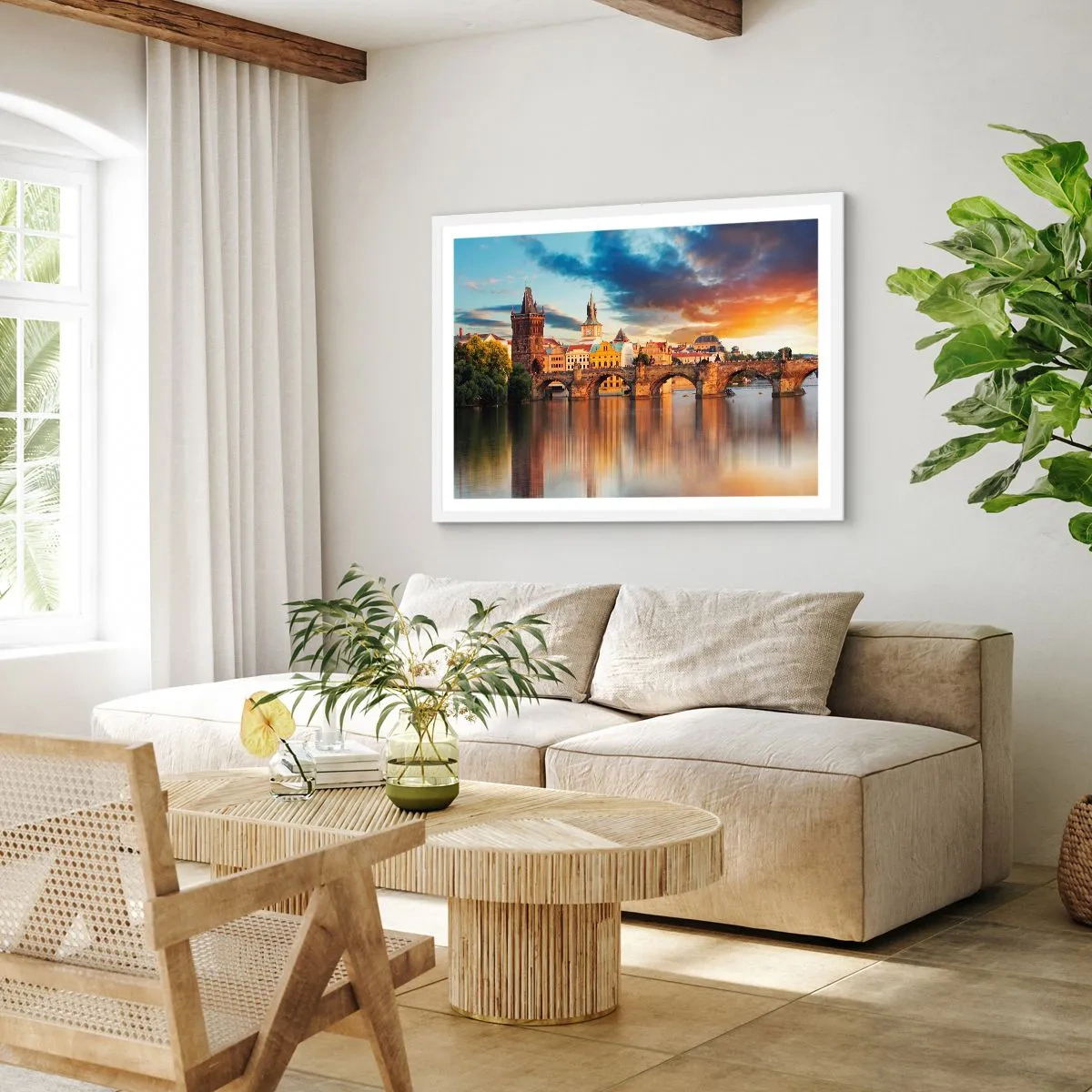 Poster in white frmae - Beautiful Prague - 70x50 cm