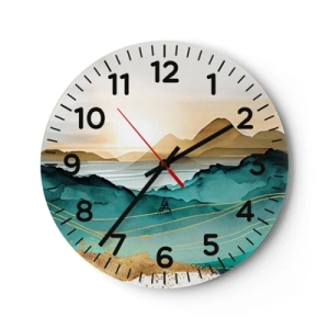 Wall clock - Clock on glass - On the Verge of Abstract - Landscape - 40x40 cm