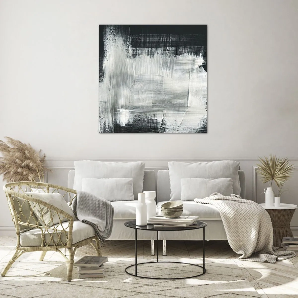 Glass picture - Woven from the Vertical and the Horizontal - 60x60 cm