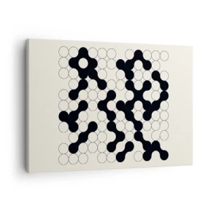 Canvas picture - Black and white patterns with circles on a light background - 70x50cm - Chinese Play - Variation - Modern wall decoration for the living room and bedroom ARTTOR