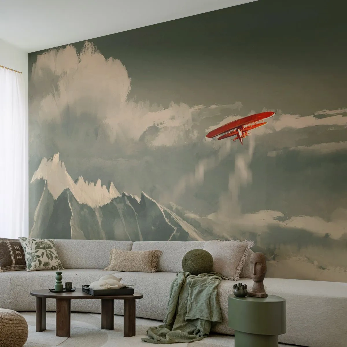 Photo Wallpaper Premium Sand - Fearless Pioneer - Abstraction, Plane, Mountain landscape - 350x256 cm