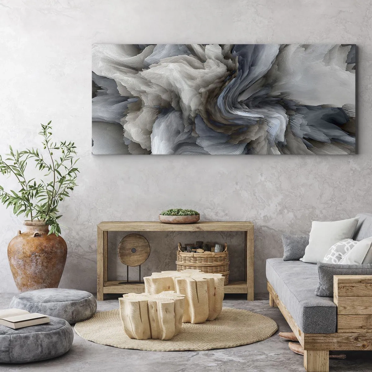 Canvas picture - Stone and Flower - 90x30 cm