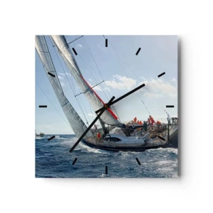 Wall clock - Clock on glass - Let the Better Win - 30x30 cm