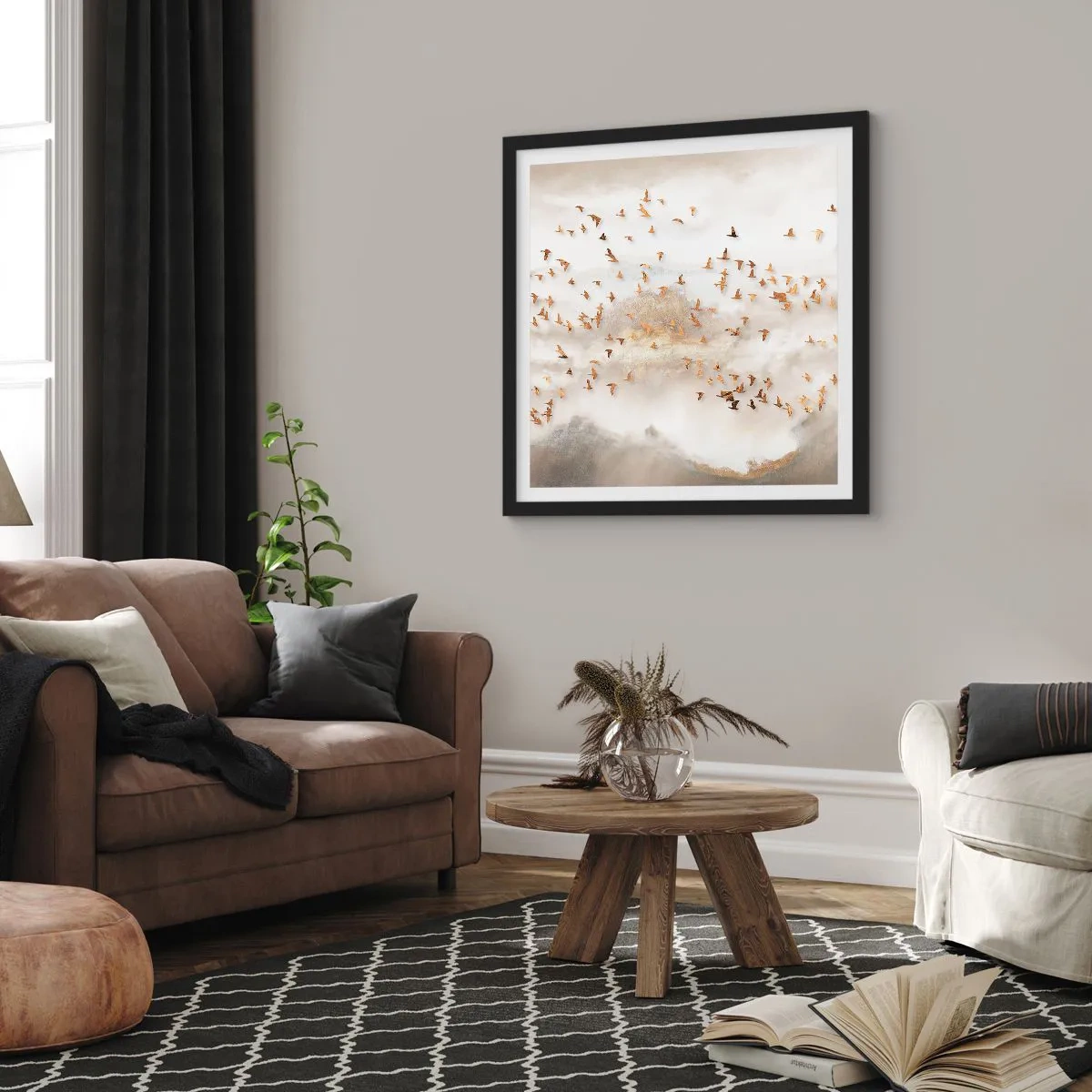 Poster in black frame - It Is Time - 50x50 cm