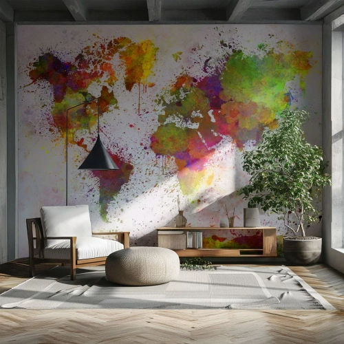 Photo Wallpaper Standard Eco - That's What It Is - World map, Continents, Piece - 250x175 cm