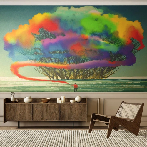 Self-Adhesive Photo Wallpaper Deluxe Sticker - Revive this World - Abstraction, Man, Modern Pattern - 300x210 cm