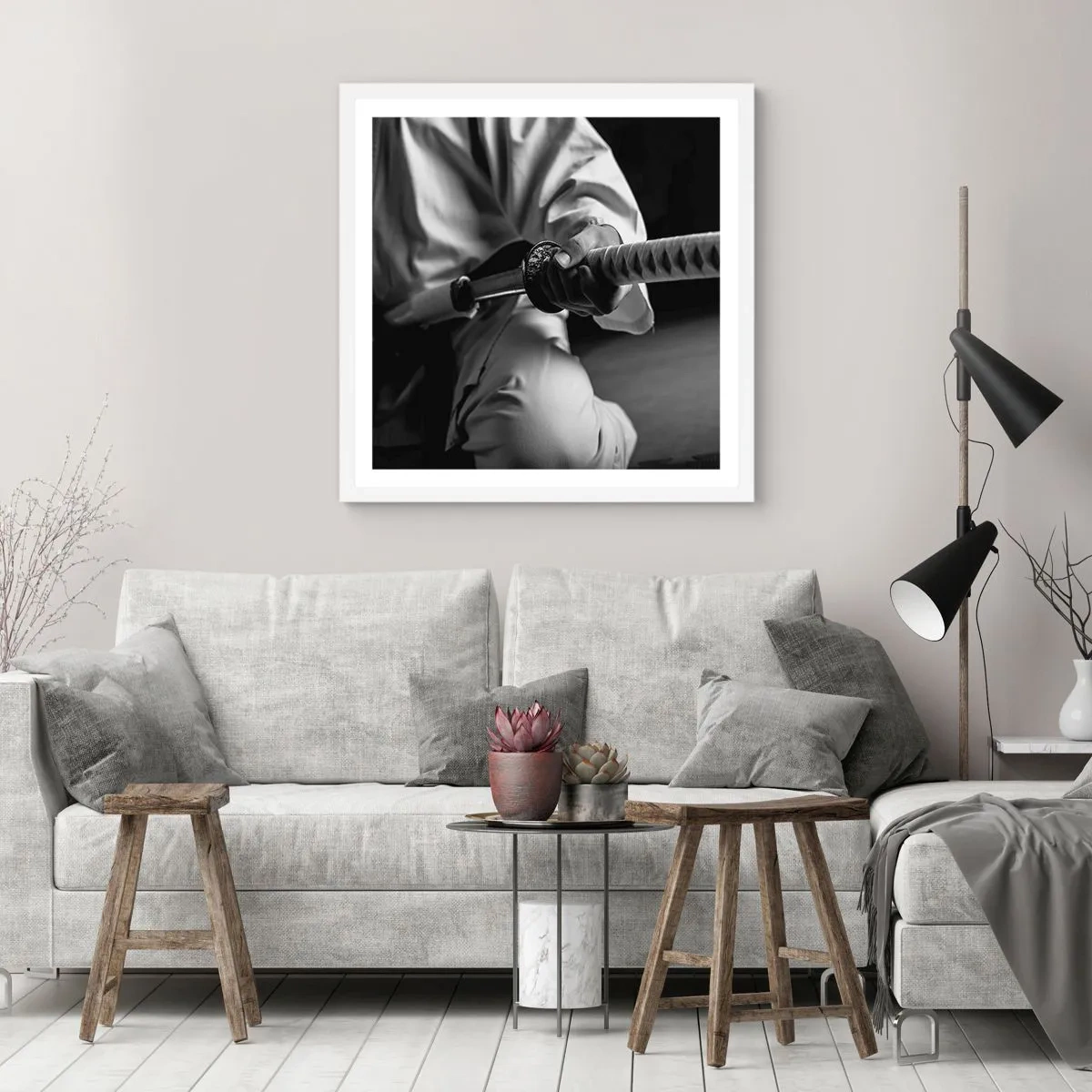 Poster in white frmae - Warrior's Soul - 60x60 cm