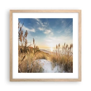 Poster in light oak frame - Northern Beach - 40x40 cm