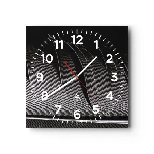 Wall clock - Clock on glass - Feather - Wonderful Constract - 30x30 cm