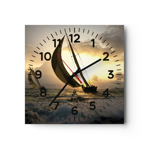 Wall clock - Clock on glass - With and against the Wind - 30x30 cm