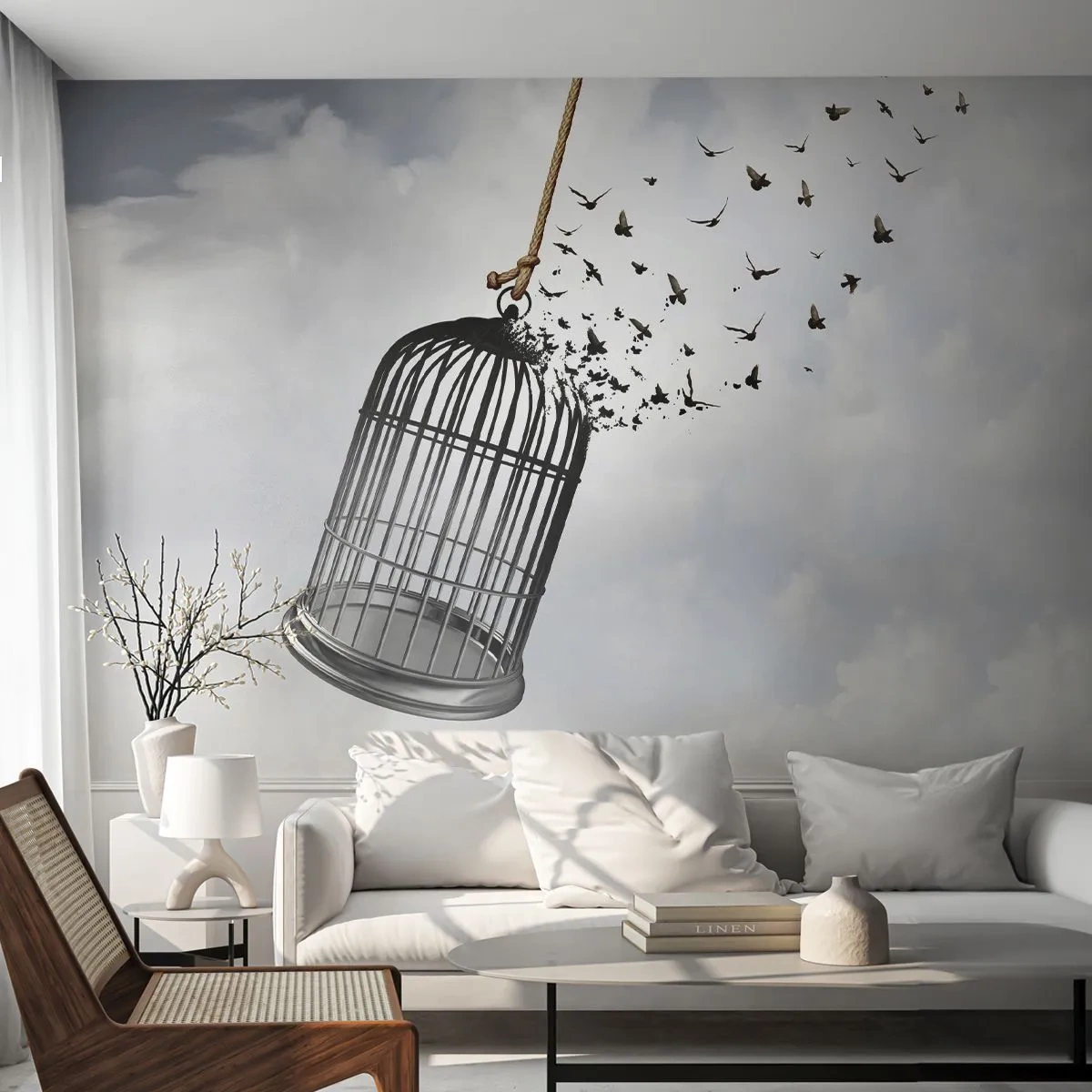 Self-Adhesive Photo Wallpaper Deluxe Sticker - Faith…Hope…Freedom! - Abstraction, Birds, Piece - 450x315 cm