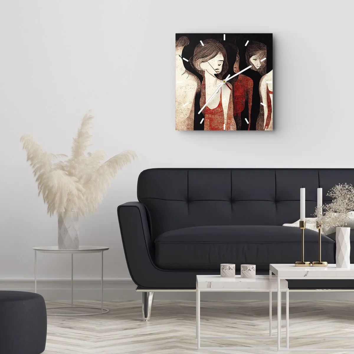 Wall clock - Clock on glass - Madonnas from Darkness - 40x40 cm