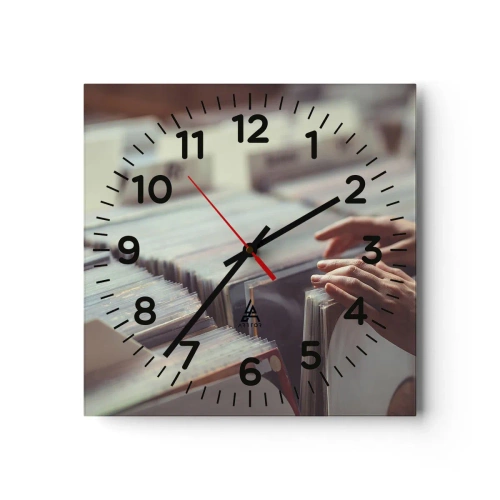 Wall clock - Clock on glass - In Search of Good Vibes - 40x40 cm