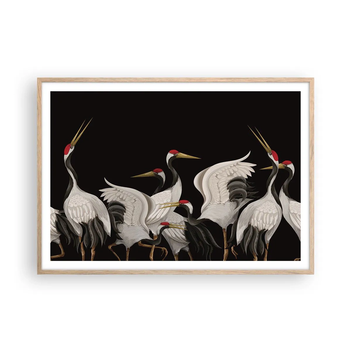 Poster in light oak frame - Bird Affairs - 100x70 cm
