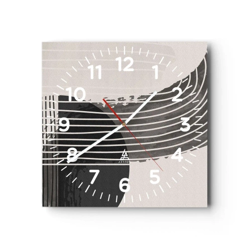 Wall clock - Clock on glass - There and Back - 30x30 cm