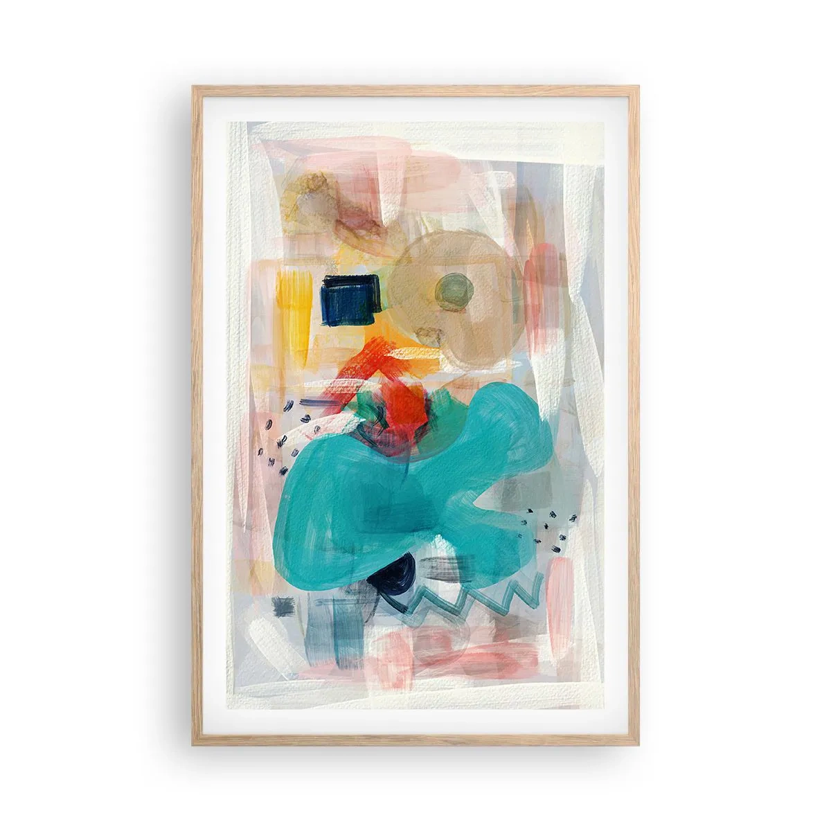 Poster in light oak frame - Colourful Game - 61x91 cm