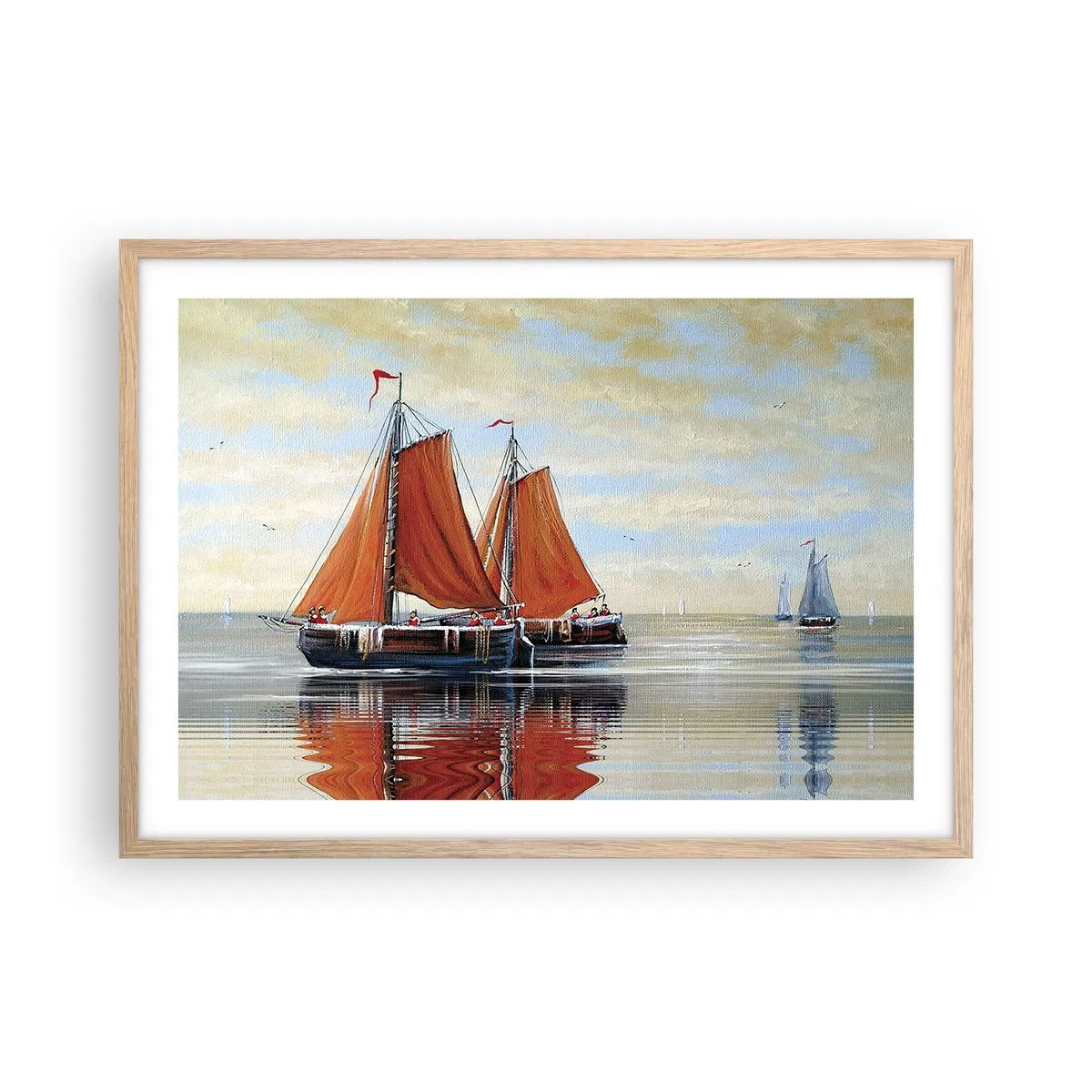 Poster in light oak frame - Ahoy, Sailor, Sail… - 70x50 cm