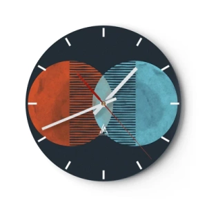 Wall clock - Clock on glass - Close-up of golden palm leaves forming a geometric pattern - 30x30cm - Astronomical Fantasy - Modern wall decoration for the living room, kitchen, and bedroom ARTTOR