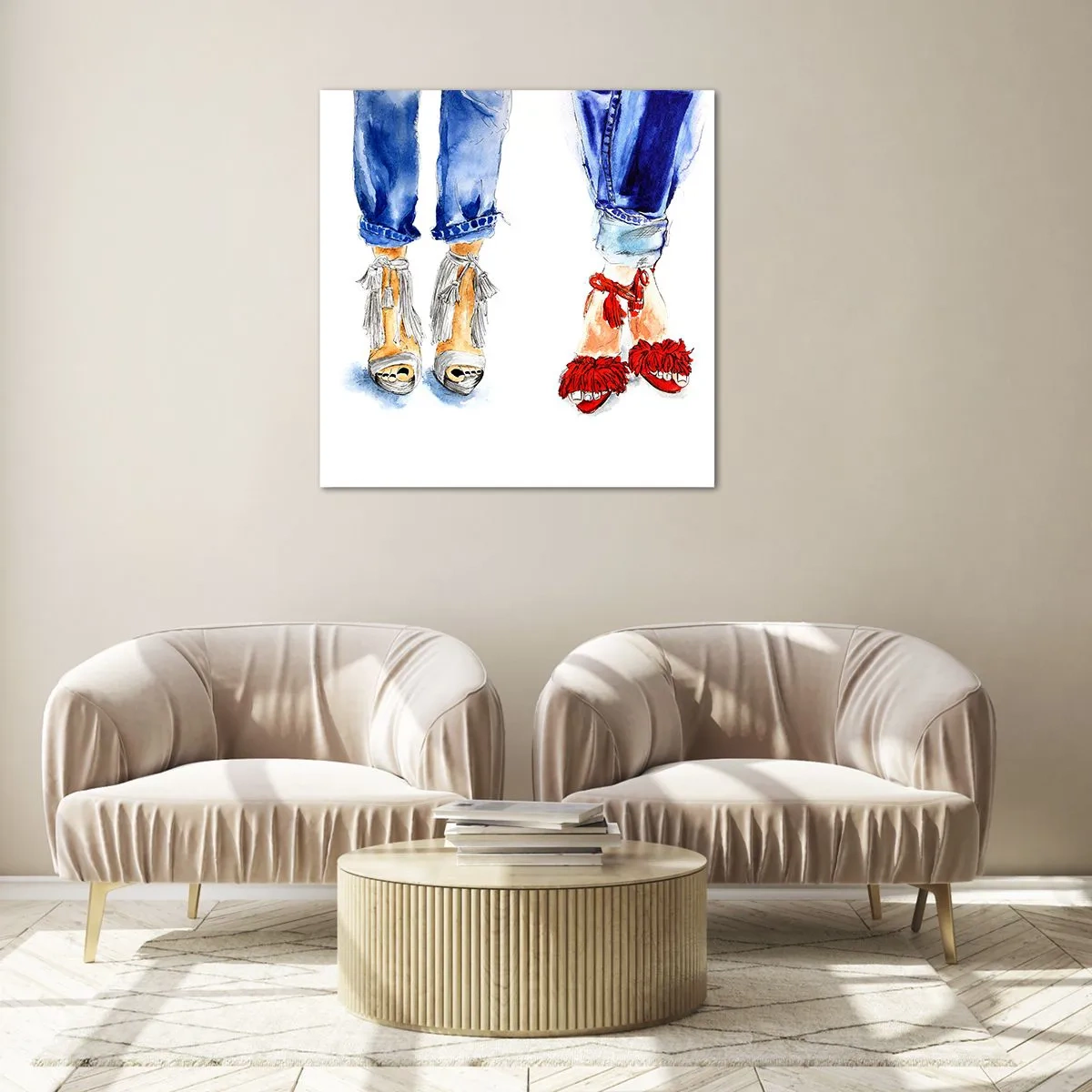 Glass picture - Shall We Go for a Walk? - 60x60 cm