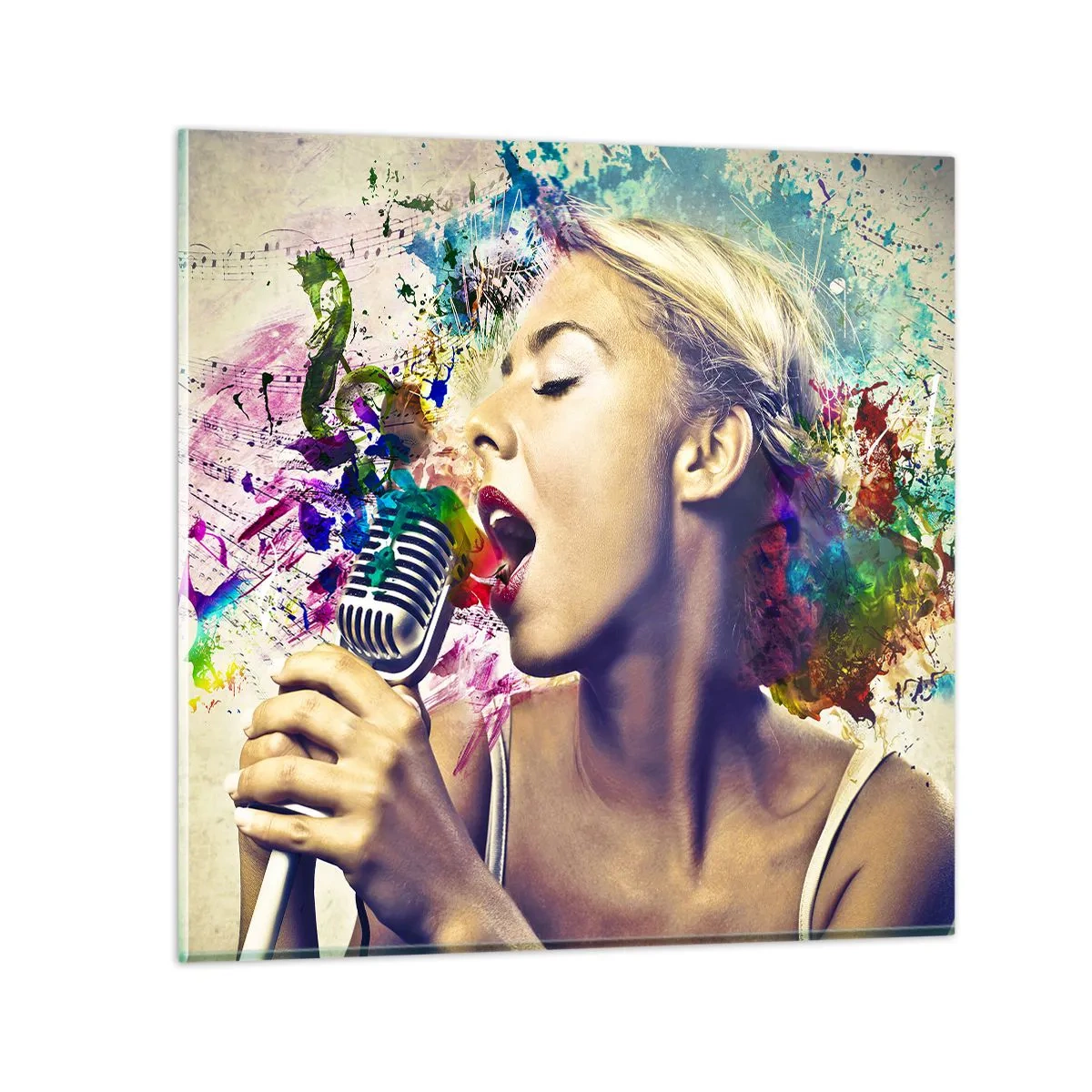 Glass picture - Painting the World with One's Voice - 30x30 cm