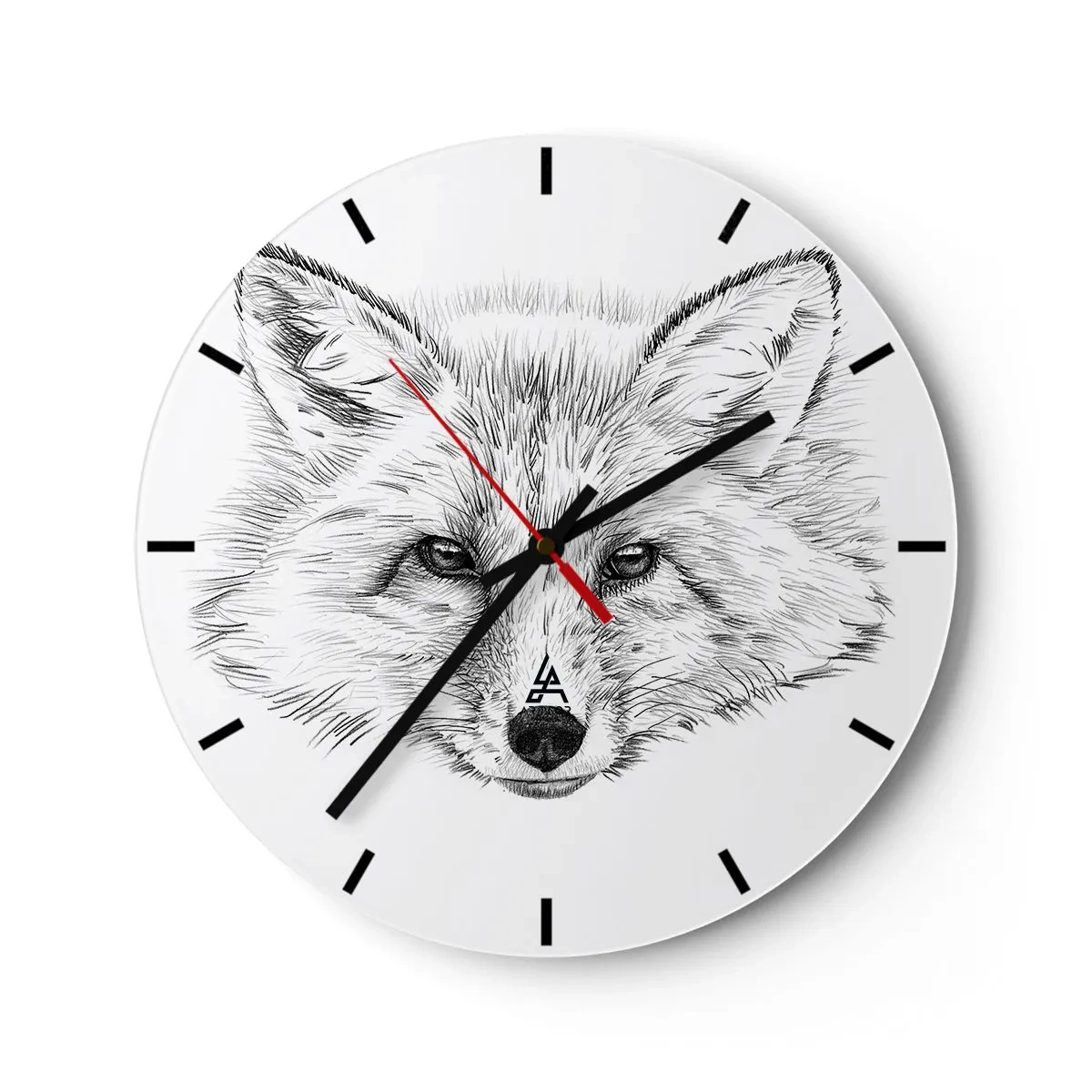 Wall clock - Clock on glass - A precise drawing of fox eyes on a white background - 30x30cm - Foxy Look - Modern wall decoration for the living room, kitchen, and bedroom ARTTOR