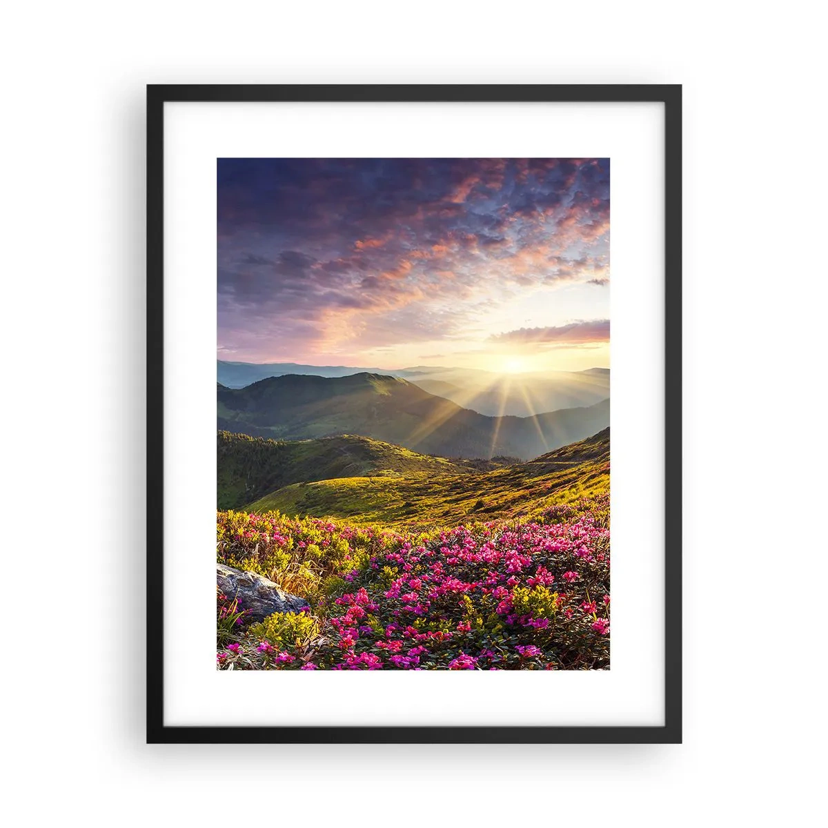 Poster in black frame - Freshness of Mountain Morning - 40x50 cm