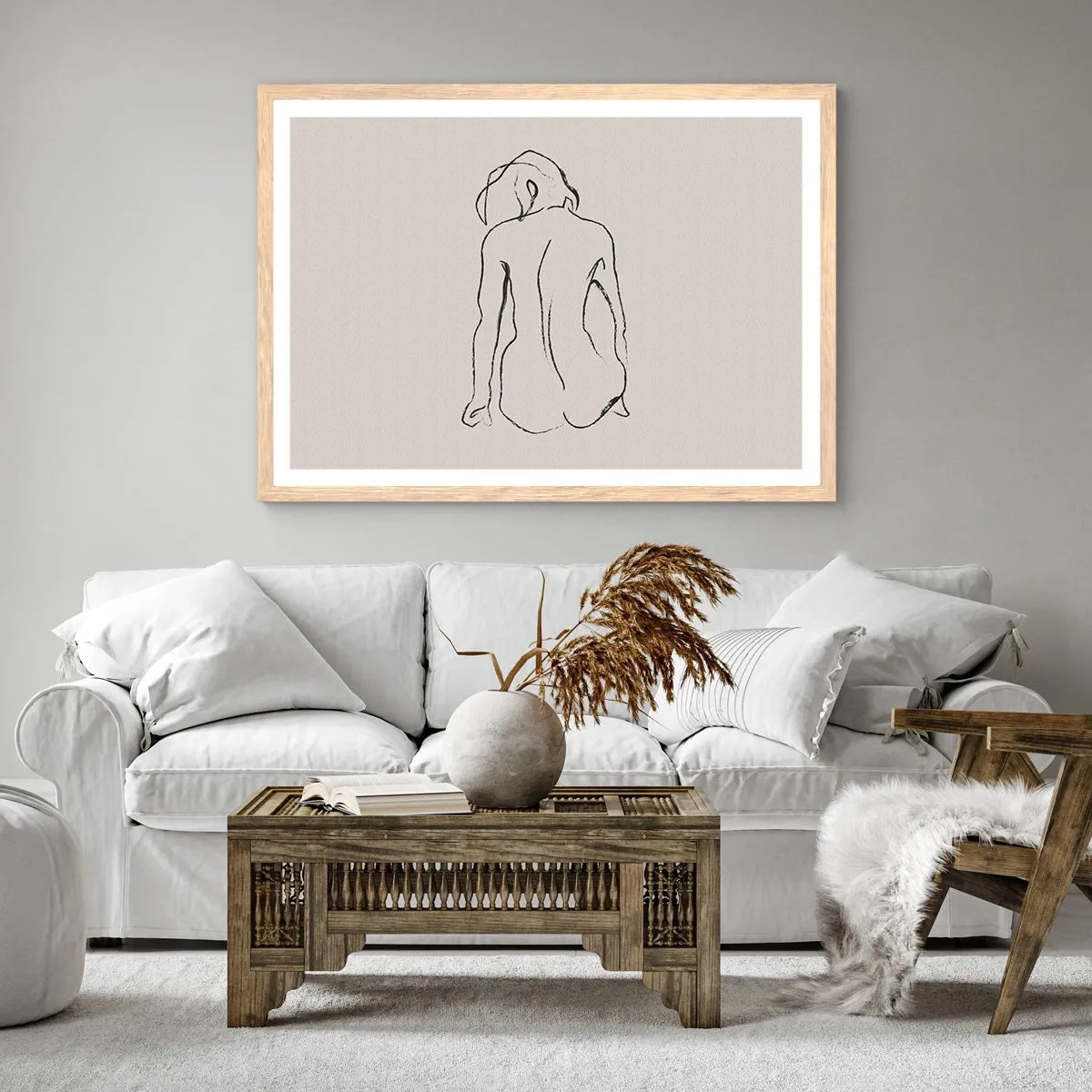 Poster in light oak frame - Woman Nude - 91x61 cm