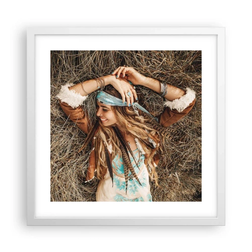 Poster in white frmae - On the Way to the Summer of Love - 40x40 cm