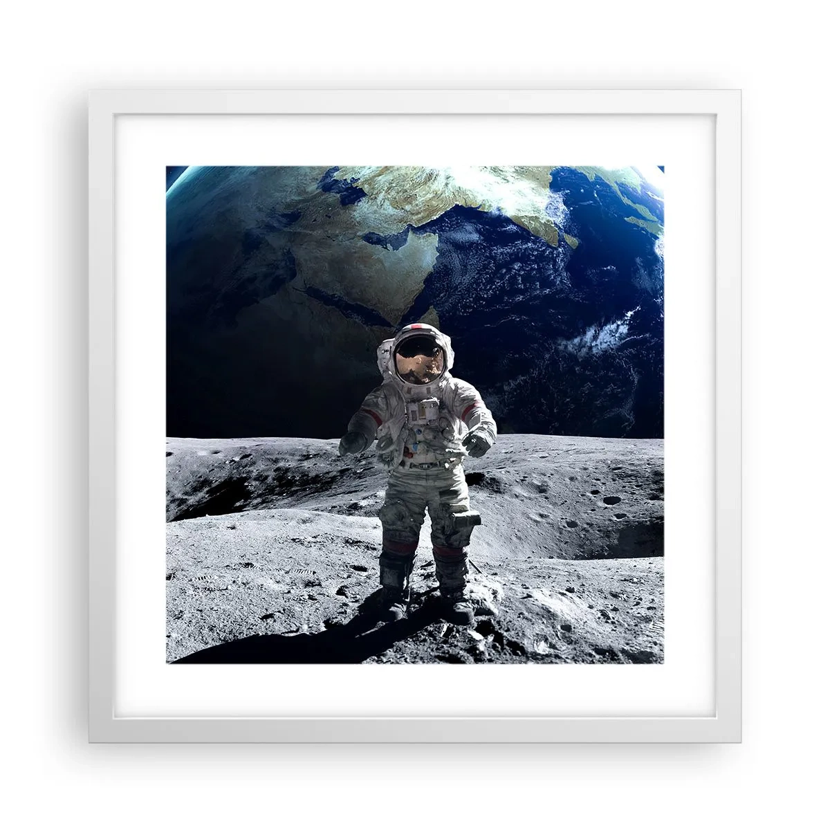 Poster in white frmae - Greetings from the Moon - 40x40 cm