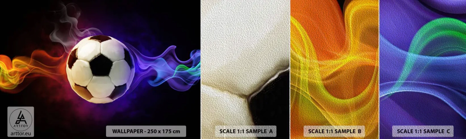 Photo Wallpaper Sample Premium Sand - Magical Power Of A Play - Abstraction, Sport, Football - 100x30 cm