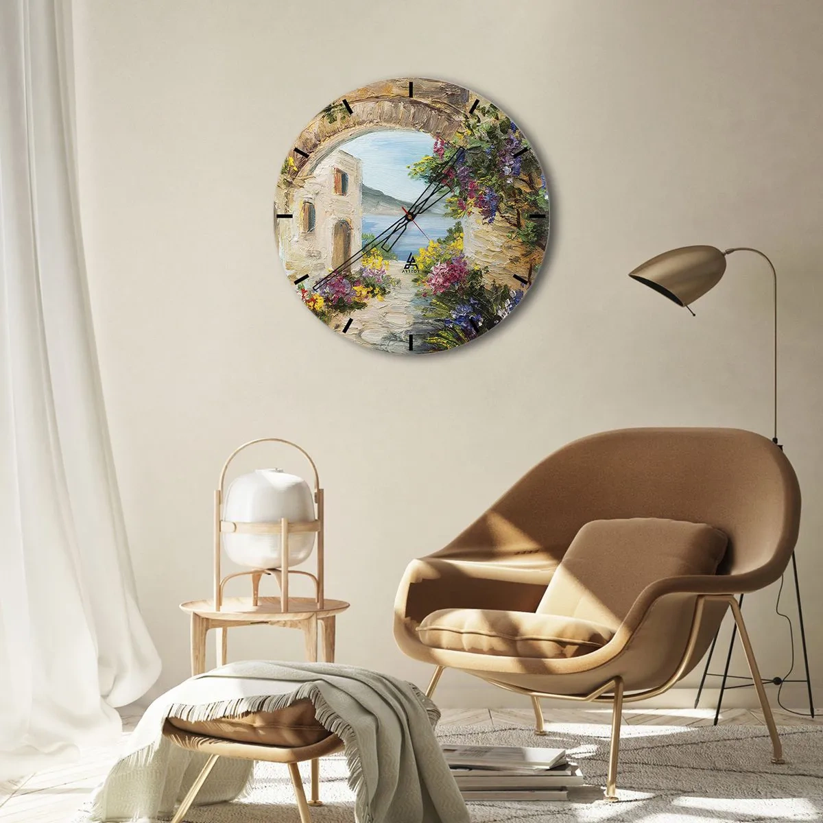 Wall clock - Clock on glass - Charm of a Sea Province - 40x40 cm