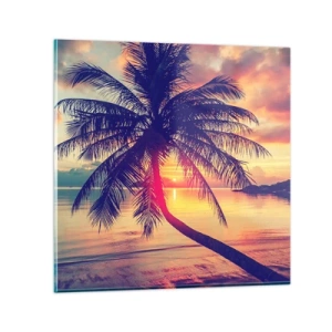 Glass picture - Evening under the Palm Trees - 30x30 cm