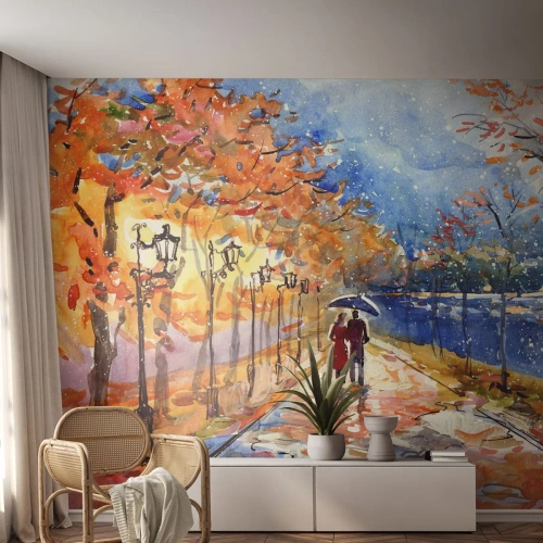 Photo Wallpaper Standard Eco - Together to the Limit of Time - Landscape, Park Avenue, Trees - 400x280 cm
