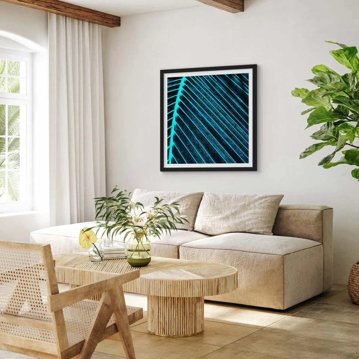 Poster in black frame - Texture of Green - 60x60 cm