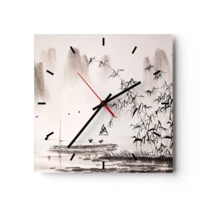 Wall clock - Clock on glass - Quiet As a Rice Field - 30x30 cm