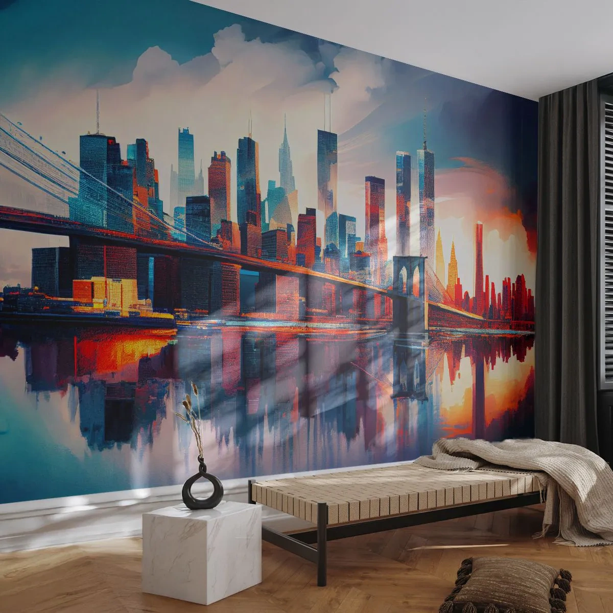 Self-Adhesive Photo Wallpaper Deluxe Sticker - Fabulous New York - City, Bridge, Architecture - 400x280 cm