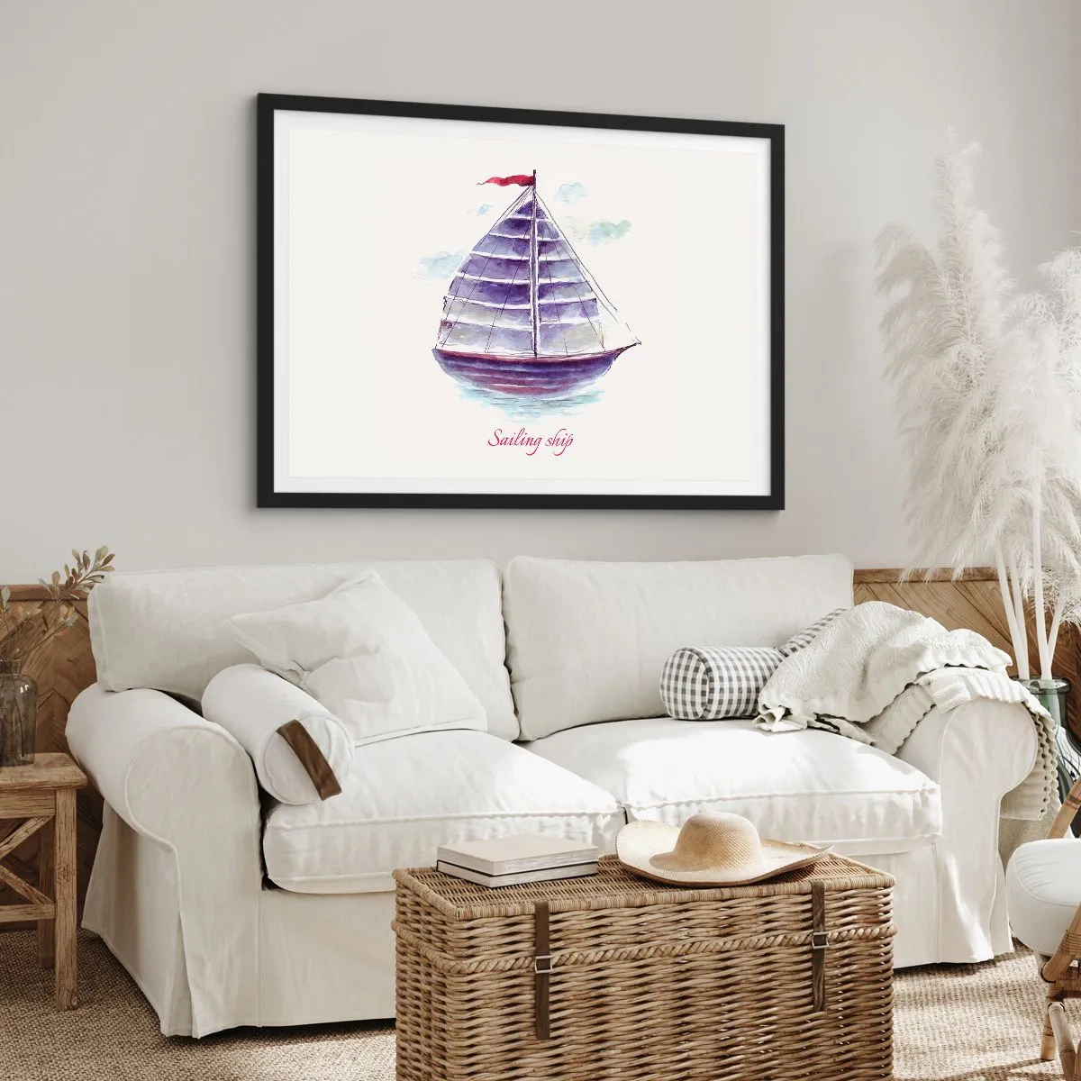 Poster in black frame - Full Sails And Calm Waters - 70x50 cm