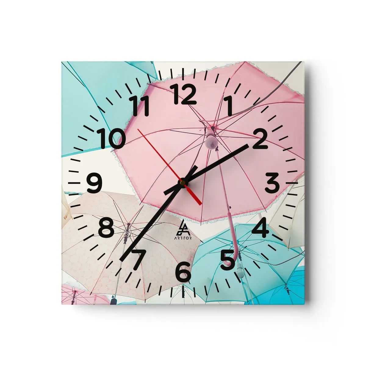 Wall clock - Clock on glass - Sometimes Sun, Sometimes Rain - 30x30 cm