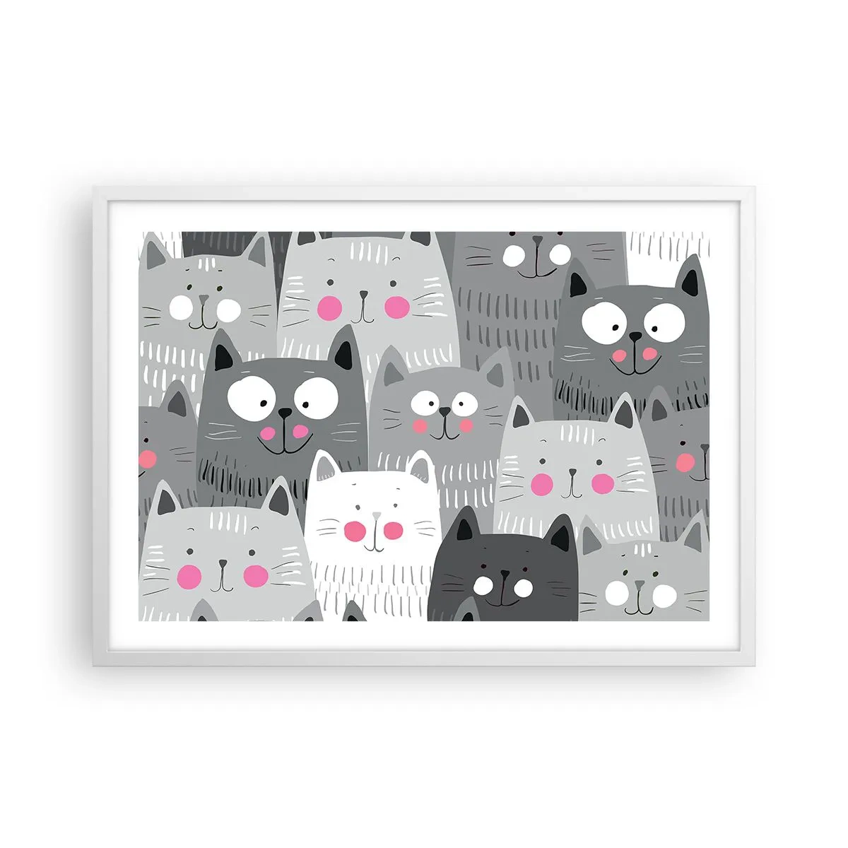 Poster in white frmae - Cat's World - 70x50 cm