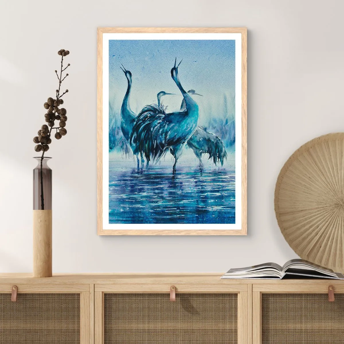 Poster in light oak frame - Morning Encounter - 70x100 cm