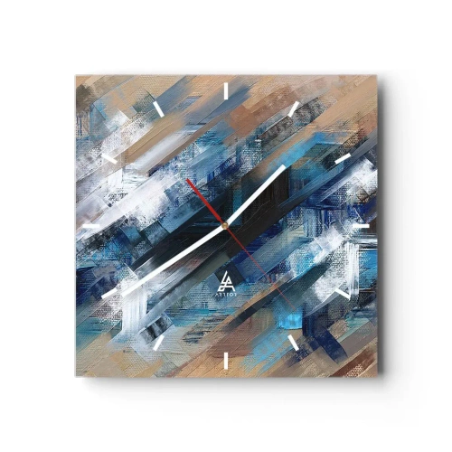 Wall clock - Clock on glass - On the Blue Slant - 30x30 cm
